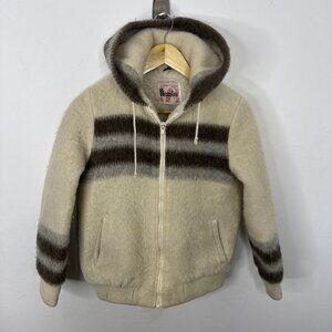 Vintage Niccolini Wool Woman XS Jacket Zip Brushed Striped Boho Hippie Bomber
